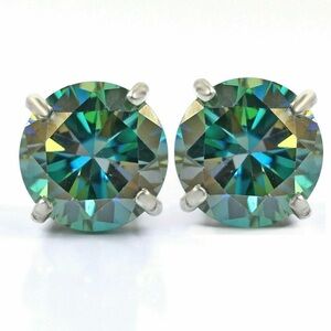 Elegant 4 Ct.  Blue and Green Certified Diamond Stud Earrings